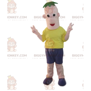 BIGGYMONKEY™ Funny Man Mascot Costume With Green Fringe -