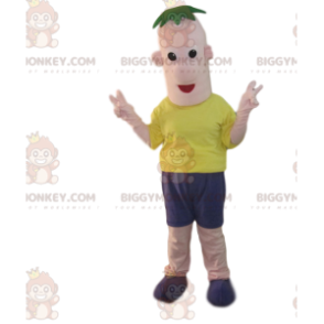 BIGGYMONKEY™ Funny Man Mascot Costume With Green Fringe –