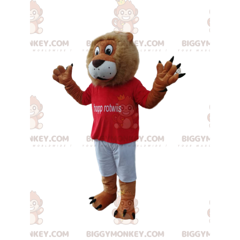 Fantasia de mascote de leão divertido BIGGYMONKEY™ com camisa Fantasia de mascote de leão divertido BIGGYMONKEY™ com camisa