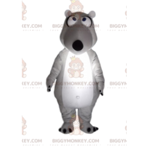 Traje de mascote BIGGYMONKEY™ Urso Branco e Cinzento Muito