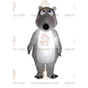 Πολύ αστεία στολή μασκότ BIGGYMONKEY™ με λευκή και γκρι αρκούδα