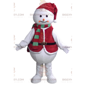 BIGGYMONKEY™ Schneemann-Maskottchen-Kostüm mit Weihnachtsoutfit