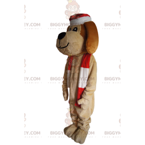 Brun hund BIGGYMONKEY™ maskotdräkt med julhatt - BiggyMonkey