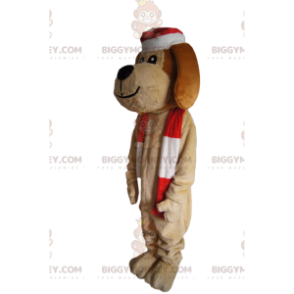 Brown Dog BIGGYMONKEY™ Mascot Costume With Christmas Hat –