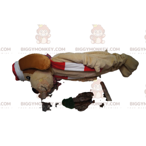 Bruine hond BIGGYMONKEY™ mascottekostuum met kerstmuts -
