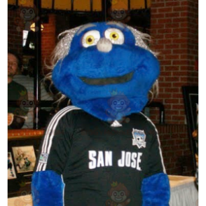 Costume de mascotte BIGGYMONKEY™ de bonhomme bleu avec des yeux