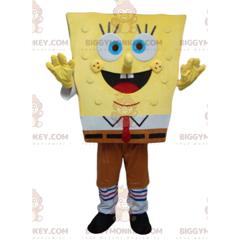 Superentusiastisk SpongeBob BIGGYMONKEY™ maskotdräkt - Maskoter kända människor - BIGGYMONKEY_014086 - BiggyMonkey.com