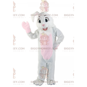 Linda fantasia de mascote de coelho branco e rosa BIGGYMONKEY™