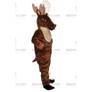  Majestätisk brun hjort med stora horn BIGGYMONKEY™ maskotdräkt - Hjort- och doe-maskot - BIGGYMONKEY_014089 - BiggyMonkey.com