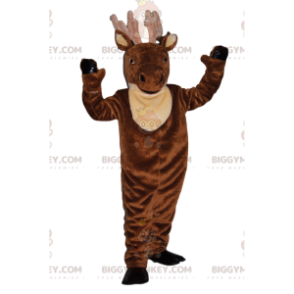 Majestätisk brun hjort med stora horn BIGGYMONKEY™ maskotdräkt - Hjort- och doe-maskot - BIGGYMONKEY_014089 - BiggyMonkey.com