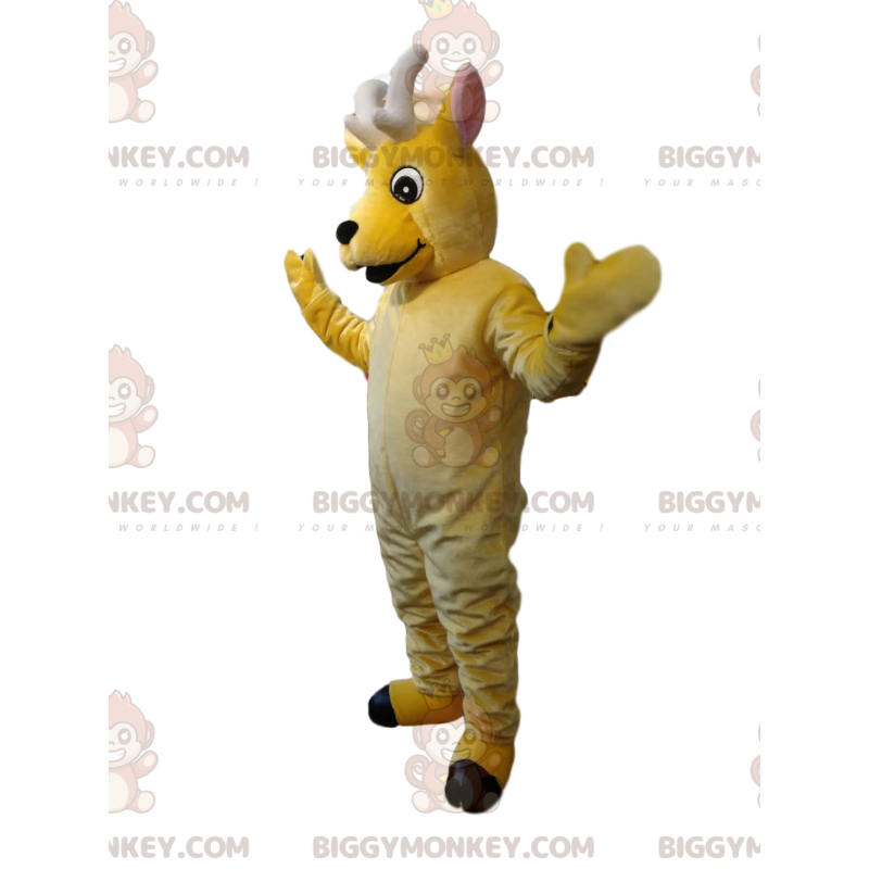 Costume de mascotte BIGGYMONKEY™ de petit cerf jaune vraiment Costume de mascotte BIGGYMONKEY™ de petit cerf jaune vraiment