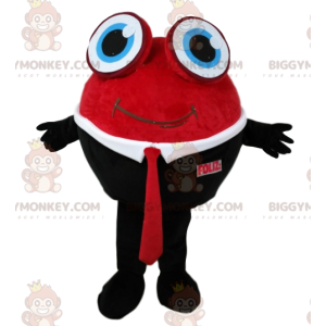 BIGGYMONKEY™ Μασκότ Κοστούμι Στρογγυλός Χιονάνθρωπος με Κόκκινη