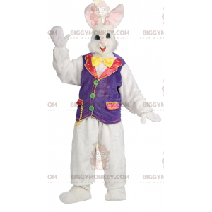 BIGGYMONKEY™ Mascot Costume of Handsome White and Pink Bunny