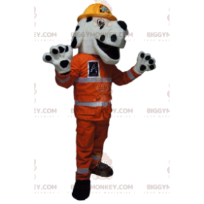 Kostým maskota BIGGYMONKEY™ Bílý a černý pes s oranžovým