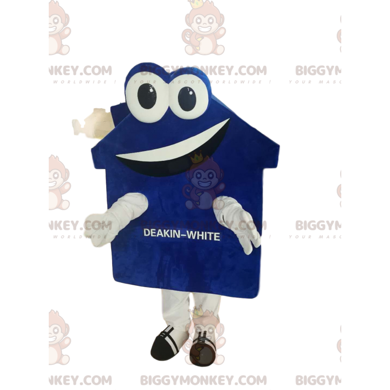 Costume de mascotte BIGGYMONKEY™ de maison bleue et blanche