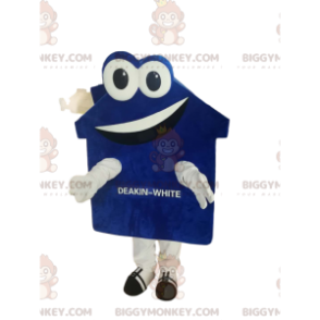 Costume de mascotte BIGGYMONKEY™ de maison bleue et blanche