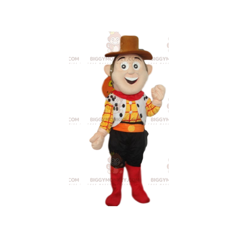 Friendly cowboy BIGGYMONKEY™ mascot costume. Cowboy costume. -
