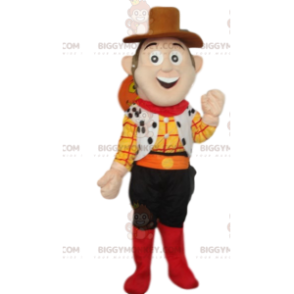 Friendly cowboy BIGGYMONKEY™ mascot costume. Cowboy costume. -