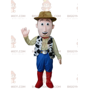 Lächelndes Cowboy BIGGYMONKEY™ Maskottchenkostüm mit braunem
