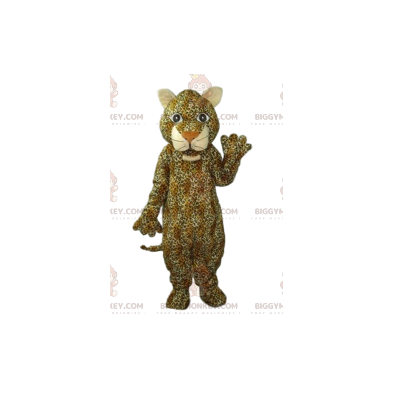 Leopard BIGGYMONKEY™ maskottiasu suurella hymyllä - Leopard BIGGYMONKEY™ maskottiasu suurella hymyllä -