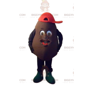 Kostým hnědá postava BIGGYMONKEY™ maskota s červenou čepicí –