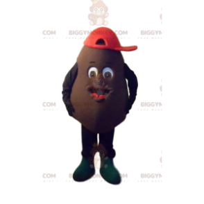 Kostým hnědá postava BIGGYMONKEY™ maskota s červenou čepicí –