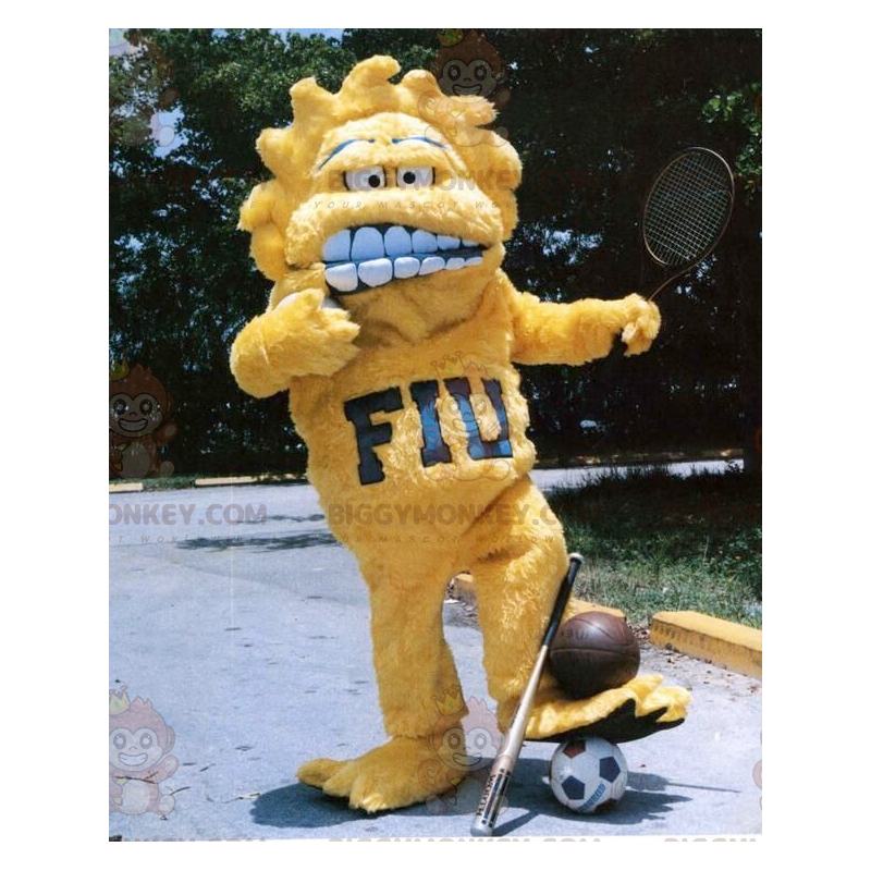 Costume da mascotte BIGGYMONKEY™ mostro giallo sole peloso - Costume da mascotte BIGGYMONKEY™ mostro giallo sole peloso -