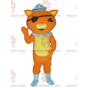 Orange katt BIGGYMONKEY™ maskotdräkt i piratdräkt med ögonlapp - Kattmaskot - BIGGYMONKEY_014116 - BiggyMonkey.com