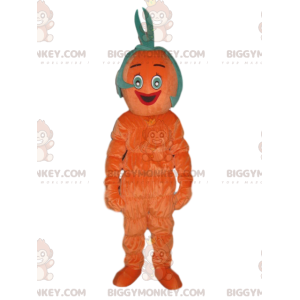 BIGGYMONKEY™ Mascot Costume Smiling Orange Man With Weird Green