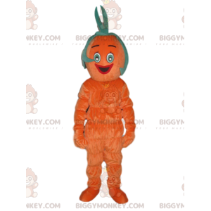 BIGGYMONKEY™ maskottiasu Hymyilevä oranssi mies, jolla on oudot
