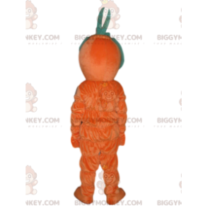 BIGGYMONKEY™ Mascot Costume Smiling Orange Man With Weird Green