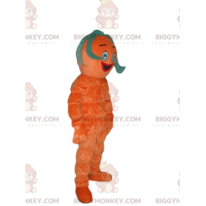 BIGGYMONKEY™ Mascot Costume Smiling Orange Man With Weird Green