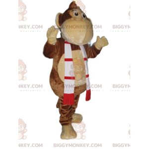 Funny Monkey BIGGYMONKEY™ mascottekostuum met rode en groene sjaal - Monkey mascottes - BIGGYMONKEY_014120 - BiggyMonkey.com