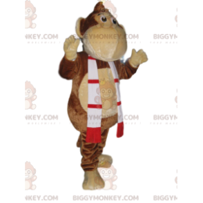 Morsom ape BIGGYMONKEY™ maskotkostyme med rødt og grønt skjerf - Monkey maskots - BIGGYMONKEY_014120 - BiggyMonkey.com