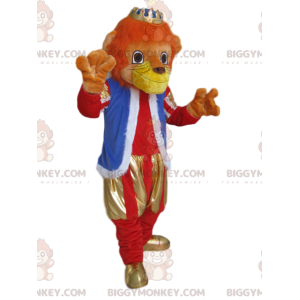 Lion BIGGYMONKEY™ Mascot Costume with Outfit and Golden Crown -