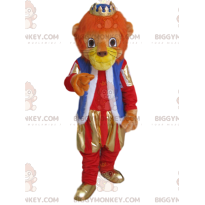 Kostým maskota lva BIGGYMONKEY™ s oblečením a zlatou korunou - Maskoti lva - BIGGYMONKEY_014123 - BiggyMonkey.com