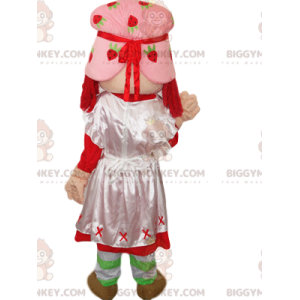 Disfraz de mascota BIGGYMONKEY™ de Tarta de Fresa con vestido