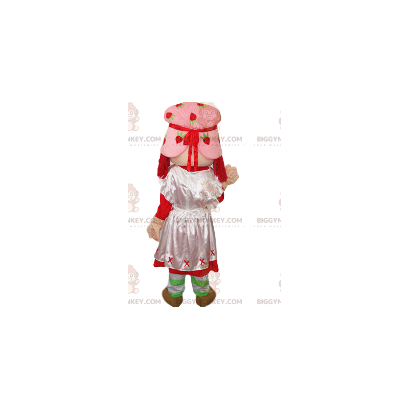 Disfraz de mascota BIGGYMONKEY™ de Tarta de Fresa con vestido