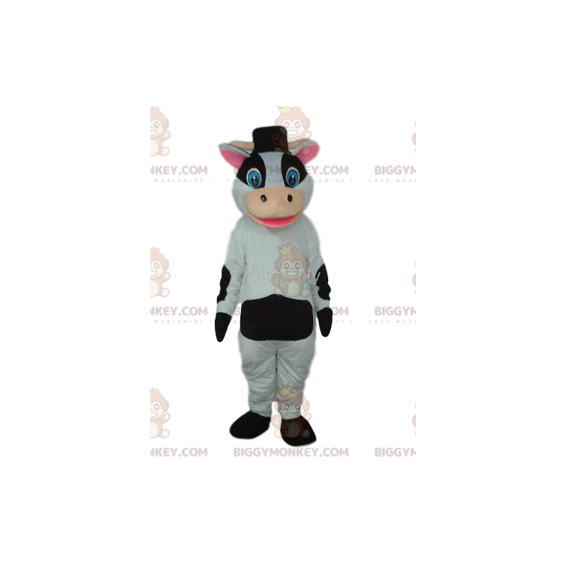 Black and White Cow BIGGYMONKEY™ Mascot Costume with Hat - Black and White Cow BIGGYMONKEY™ Mascot Costume with Hat -