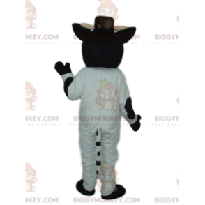 Traje de mascote de vaca BIGGYMONKEY™ preto e branco com chapéu