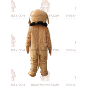 BIGGYMONKEY™ Aggressive Tan Bulldog Mascot Costume With Collar