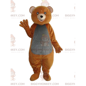 BIGGYMONKEY™ maskotkostume Orange og grå bjørneunge med rørende