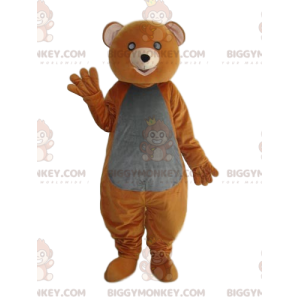 Traje de mascote BIGGYMONKEY™ ursinho laranja e cinza com