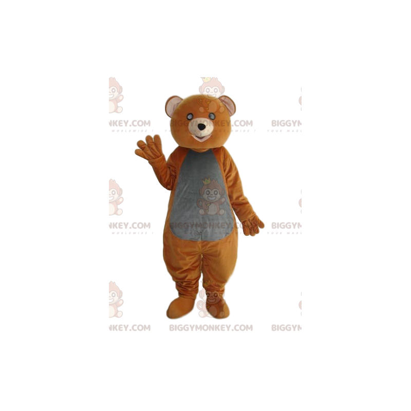 BIGGYMONKEY™ Mascot Costume Orange and Gray Cub Bear with