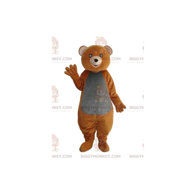 BIGGYMONKEY™ maskotkostume Orange og grå bjørneunge med rørende