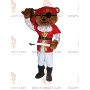 Costume de mascotte BIGGYMONKEY™ d'ours brun marron avec une tenue de pirate - Mascotte d'ours - BiggyMonkey.com