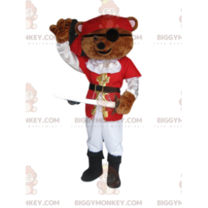 Ruskea ruskea karhu BIGGYMONKEY™ maskottiasu merirosvoasulla -