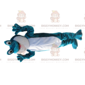  Στολή μασκότ με τιρκουάζ και λευκό βάτραχο BIGGYMONKEY™ - Μασκότ βατράχων - BIGGYMONKEY_014139 - BiggyMonkey.com