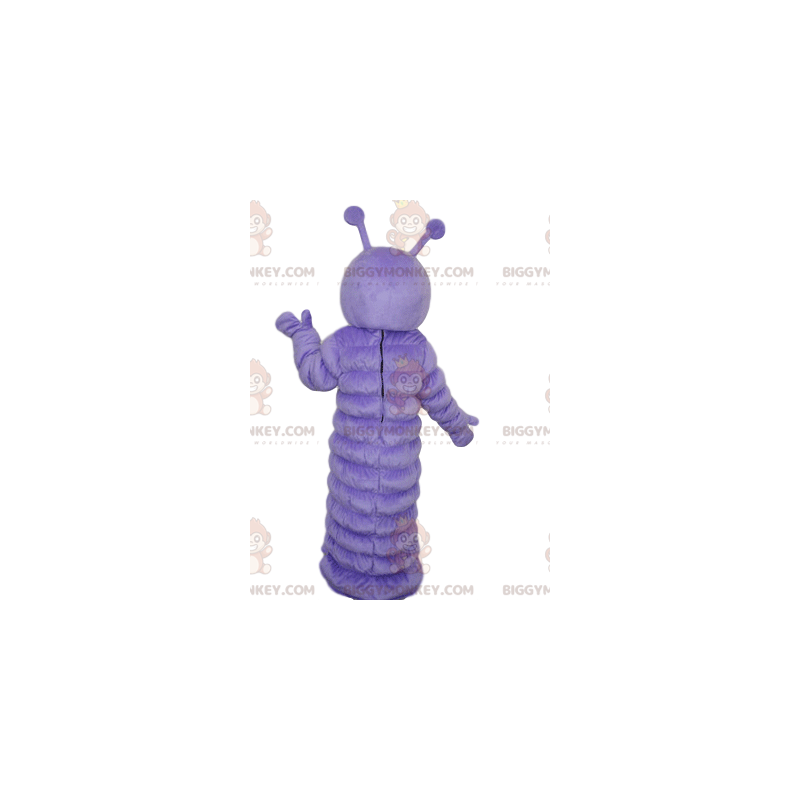 Fioletowy kostium maskotki gąsienicy BIGGYMONKEY™ o zdziwionym Fioletowy kostium maskotki gąsienicy BIGGYMONKEY™ o zdziwionym