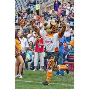 BIGGYMONKEY™ Leopard Cheetah Mascot Costume In Sportswear -